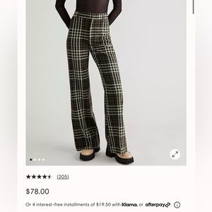 NWT Free People Plaid Jules Pants in grey/brown/tear color way